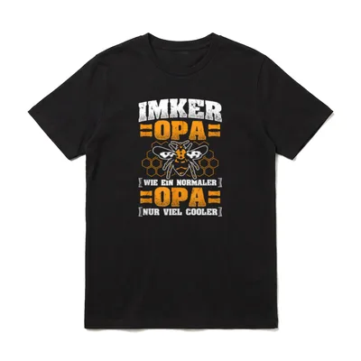 Imkerkühler Opa Bienen Imker T-Shirt – Biene, Waben und Spruch über einen coolen Imker-Opa – Klassisches T-Shirt in Schwarz