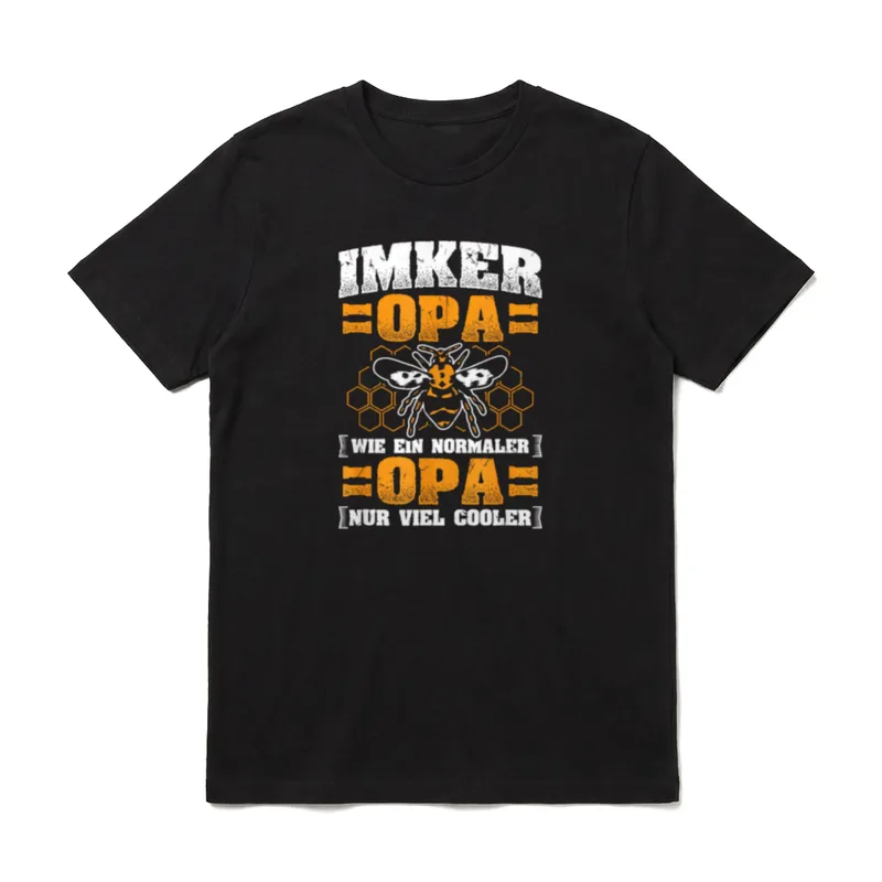 Imkerkühler Opa Bienen Imker T-Shirt – Biene, Waben und Spruch über einen coolen Imker-Opa – Klassisches T-Shirt in Schwarz