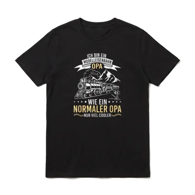 Modelleisenbahn Opa Dampflokomotive Rentner T-Shirt – Klassisches T-Shirt in Schwarz