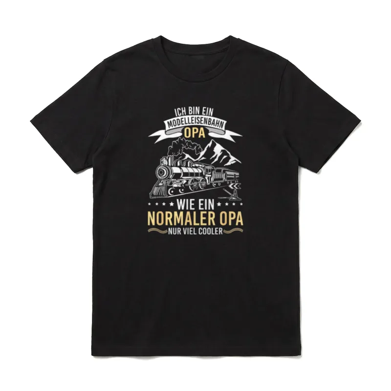 Modelleisenbahn Opa Dampflokomotive Rentner T-Shirt – Klassisches T-Shirt in Schwarz