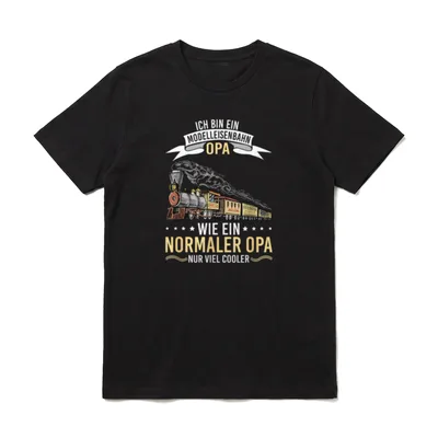 Modelleisenbahn Opa Dampflokomotive Rentner T-Shirt – Klassisches T-Shirt in Schwarz
