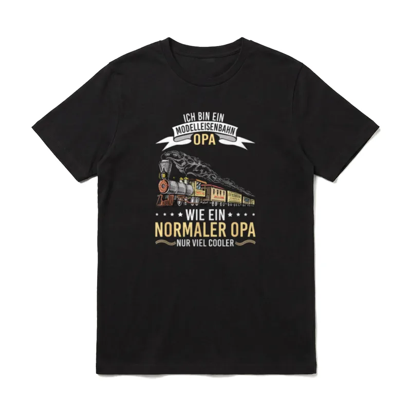 Modelleisenbahn Opa Dampflokomotive Rentner T-Shirt – Klassisches T-Shirt in Schwarz
