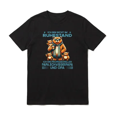 Ich bin nicht T-Shirt – Bär mit Sonnenbrille, Schal, drei Bärenjungen, Opa-Spruch – Klassisches T-Shirt in Schwarz