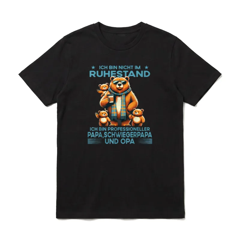 Ich bin nicht T-Shirt – Bär mit Sonnenbrille, Schal, drei Bärenjungen, Opa-Spruch – Klassisches T-Shirt in Schwarz