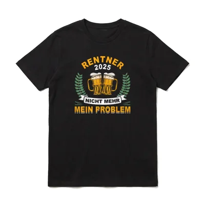 Rente 2025 Pensionär Opa T-Shirt – Rentner 2025 Bierkrüge Nicht mehr mein Problem Aufdruck – Klassisches T-Shirt in Schwarz