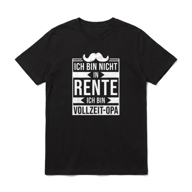 Ich bin nicht T-Shirt – Schnurrbart über „Ich bin nicht in Rente, Vollzeit-Opa“ – Klassisches T-Shirt in Schwarz