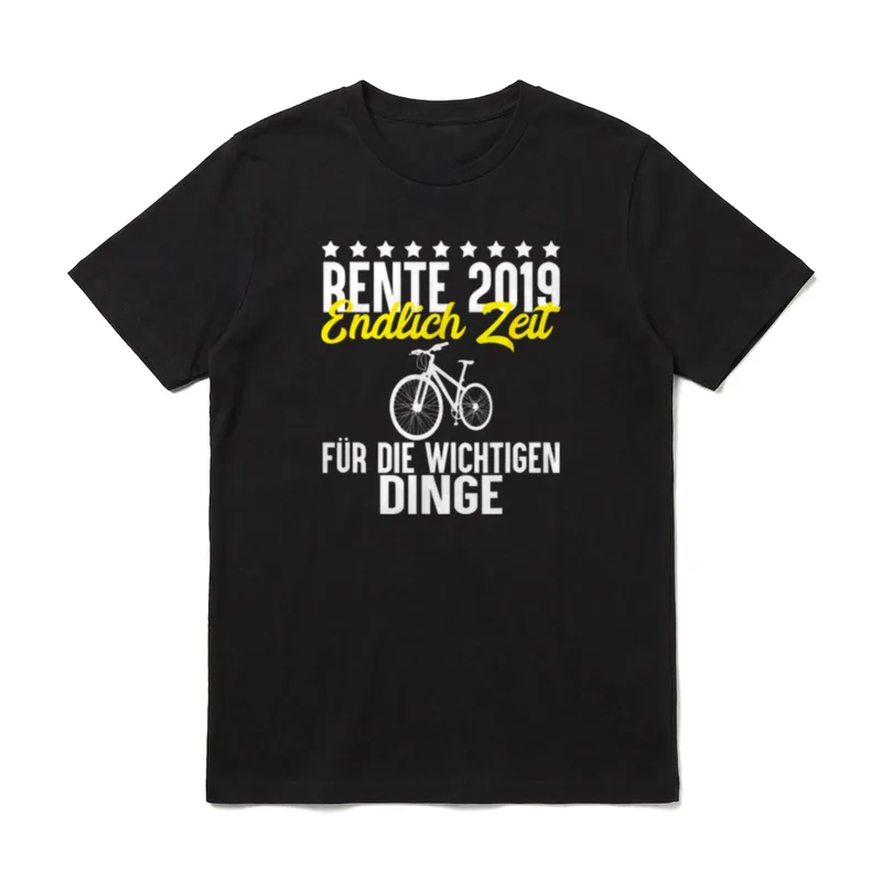 Fahrrad Rente 2019 T-Shirt – Bente 2019 Endlich Zeit für die wichtigen Dinge mit Fahrrad – Klassisches T-Shirt in Schwarz