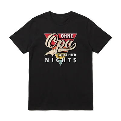 Ohne Opa läuft Hier T-Shirt – Retro-Spruch ohne Opa läuft hier nichts auf farbigem Dreieck – Klassisches T-Shirt in Schwarz