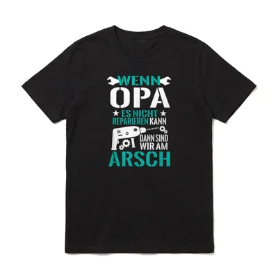 Kann Dann Sind Wir T-Shirt – Opa Repariert Bohrmaschine Wrench Humor Text – Klassisches T-Shirt in Schwarz