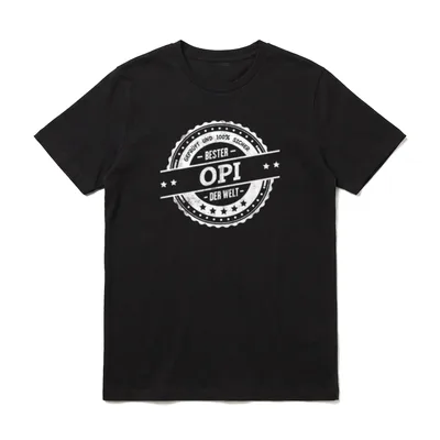 Bester Opi I Familie&Verwandte T-Shirt – Rundstempel mit Schriftzug „Bester Opi der Welt“ – Klassisches T-Shirt in Schwarz