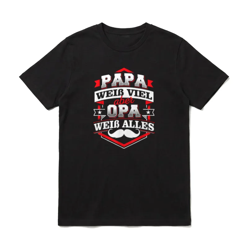 Papa weiß viel aber T-Shirt – Klassisches T-Shirt in Schwarz