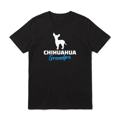 Chihuahua Opa T-Shirt – Chihuahua-Umriss mit Schriftzug „CHIHUAHUA Grandpa“ – Klassisches T-Shirt in Schwarz