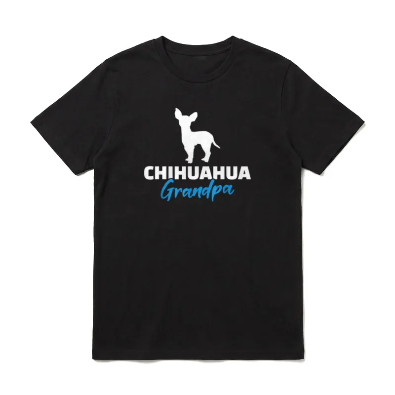 Chihuahua Opa T-Shirt – Chihuahua-Umriss mit Schriftzug „CHIHUAHUA Grandpa“ – Klassisches T-Shirt in Schwarz