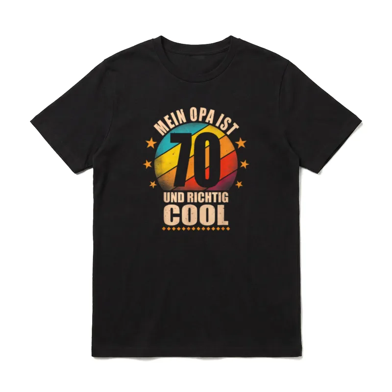 Mein Opa ist 70 T-Shirt – Mein Opa ist 70 und richtig cool, Retro-Sonne – Klassisches T-Shirt in Schwarz