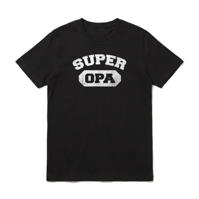 Super Opa T-Shirt – Schriftzug SUPER OPA im Sport-Stil, abgenutzte Optik – Klassisches T-Shirt in Schwarz