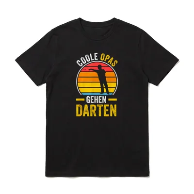 Coole Opas gehen Dart T-Shirt – Retro Aufdruck Coole Opas gehen Darten mit Wurf-Silhouette – Klassisches T-Shirt in Schwarz