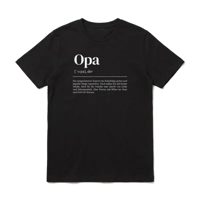 Opa Definition T-Shirt – Lexikon-Definition Opa mit Text über Reparaturen und Geborgenheit – Klassisches T-Shirt in Schwarz