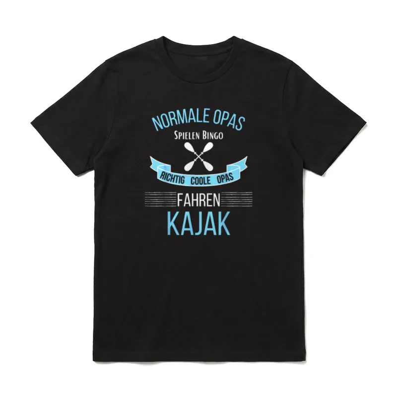 Kajak Opa Paddel Wassersport T-Shirt – Normale Opas spielen Bingo Kajak Paddel Spruch – Klassisches T-Shirt in Schwarz