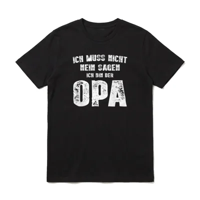 Ich Muss Nicht Nein T-Shirt – Weißer Schriftzug Ich Bin Der Opa – Langarmshirt in Schwarz