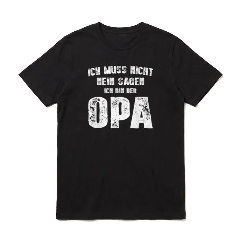 Ich Muss Nicht Nein T-Shirt – Weißer Schriftzug Ich Bin Der Opa – Langarmshirt in Schwarz
