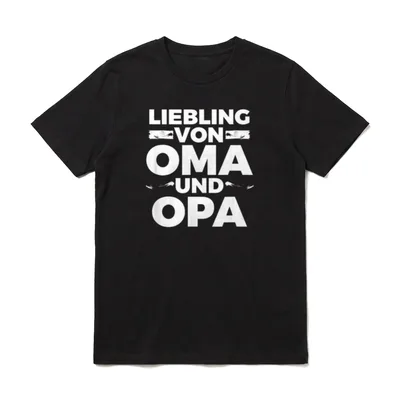 Liebling von Oma T-Shirt – Schriftzug „Liebling von Oma und Opa“ in Großbuchstaben – Klassisches T-Shirt in Schwarz