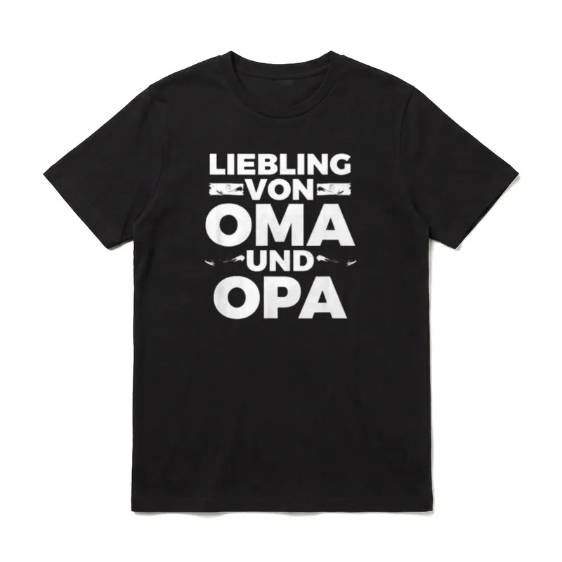 Liebling von Oma T-Shirt – Schriftzug „Liebling von Oma und Opa“ in Großbuchstaben – Klassisches T-Shirt in Schwarz