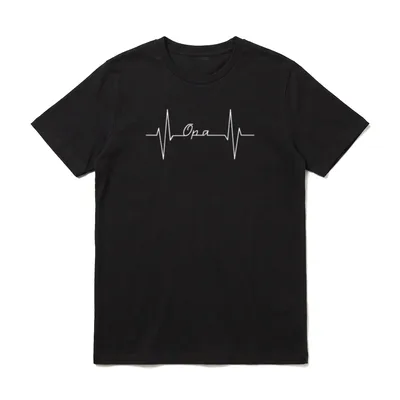 Für den besten Opa T-Shirt – Herzschlaglinie mit dem Schriftzug „Opa“ in der Mitte – Klassisches T-Shirt in Schwarz