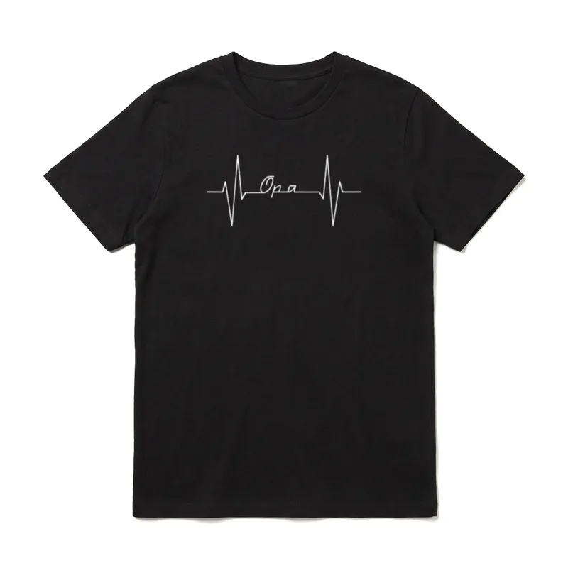 Für den besten Opa T-Shirt – Herzschlaglinie mit dem Schriftzug „Opa“ in der Mitte – Klassisches T-Shirt in Schwarz