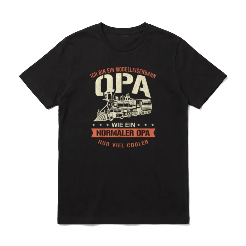 Modelleisenbahn Opa Lokomotiven Opi T-Shirt – Klassisches T-Shirt in Schwarz