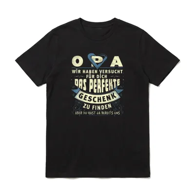 Opa Geburtstag Opa Spruch T-Shirt – Schriftzug „Opa, das perfekte Geschenk bist du“ – Klassisches T-Shirt in Schwarz