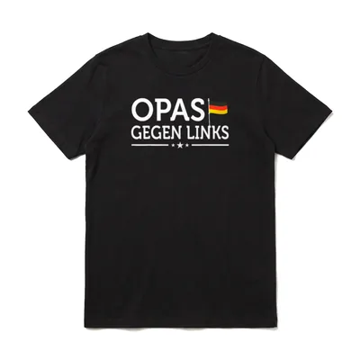Opas gegen Links Design T-Shirt – T-Shirt Motiv Opas gegen Links mit deutscher Wappenflagge – Klassisches T-Shirt in Schwarz