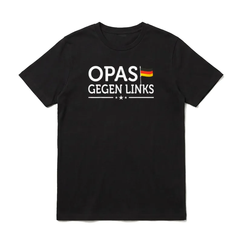 Opas gegen Links Design T-Shirt – T-Shirt Motiv Opas gegen Links mit deutscher Wappenflagge – Klassisches T-Shirt in Schwarz