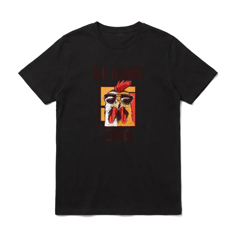 Der Hühner Opa T-Shirt – Lustiger Hahn mit Sonnenbrille und Text DER HÜHNER OPA – Klassisches T-Shirt in Schwarz