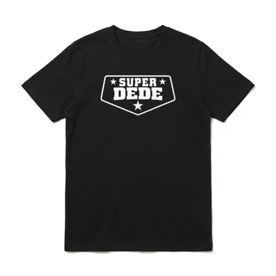 Super Dede für türkischen T-Shirt – SUPER DEDE Text in weißer Sternform – Klassisches T-Shirt in Schwarz