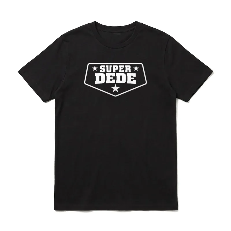 Super Dede für türkischen T-Shirt – SUPER DEDE Text in weißer Sternform – Klassisches T-Shirt in Schwarz