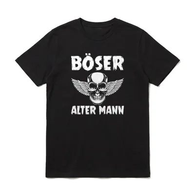 Backprint Böser alter Mann T-Shirt – Klassisches T-Shirt in Schwarz