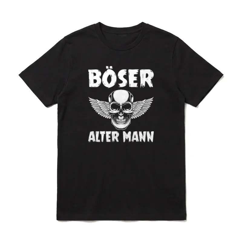 Backprint Böser alter Mann T-Shirt – Klassisches T-Shirt in Schwarz