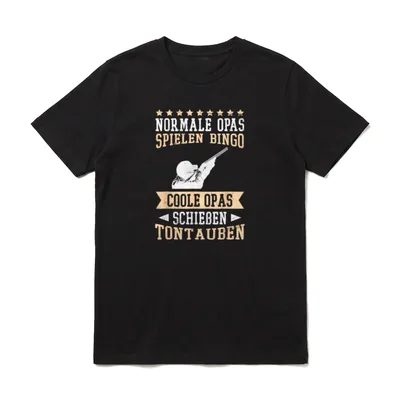 Tontaubenschießen Opa Tontauben T-Shirt – Schütze mit Flinte, Spruch über Opas und Tontauben – Klassisches T-Shirt in Schwarz
