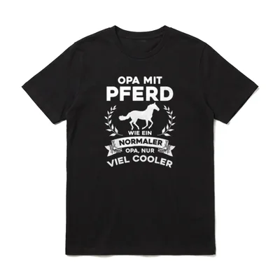 Opa mit Pferd nur T-Shirt – Klassisches T-Shirt in Schwarz