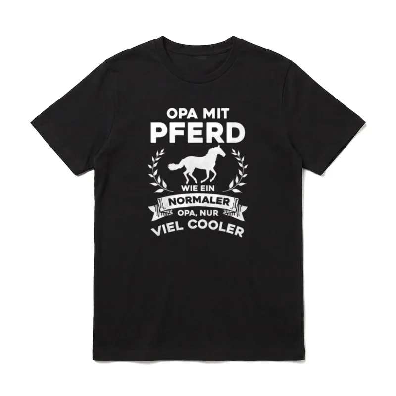 Opa mit Pferd nur T-Shirt – Klassisches T-Shirt in Schwarz