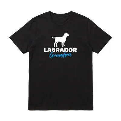Labrador Opa T-Shirt – Weiße Labrador-Silhouette mit blau-weißer Beschriftung – Klassisches T-Shirt in Schwarz
