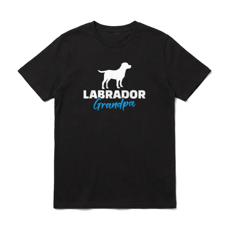 Labrador Opa T-Shirt – Weiße Labrador-Silhouette mit blau-weißer Beschriftung – Klassisches T-Shirt in Schwarz