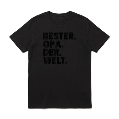 Lustiges Opa Spruch Bester T-Shirt – Schriftzug BESTER. OPA. DER. WELT. in Stempeloptik – Klassisches T-Shirt in Schwarz