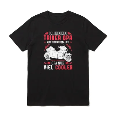 Trike Opa Triker Spruch T-Shirt – Weißes Dreirad mit rotem und weißem Text – Klassisches T-Shirt in Schwarz