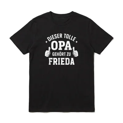Dieser Tolle Opa Gehört T-Shirt – Dieser Tolle Opa Gehört Zu Frieda mit zwei Daumen hoch – Klassisches T-Shirt in Schwarz