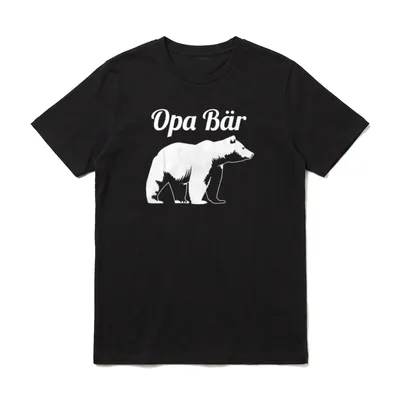 Opa Geburtstag Opa Spruch T-Shirt – Weißer Bär im Profil, Schriftzug „Opa Bär“ – Klassisches T-Shirt in Schwarz