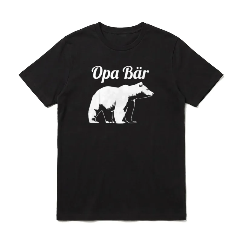 Opa Geburtstag Opa Spruch T-Shirt – Weißer Bär im Profil, Schriftzug „Opa Bär“ – Klassisches T-Shirt in Schwarz
