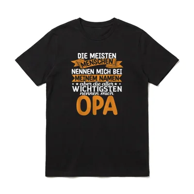 Wichtigsten Menschen Opa T-Shirt – Opa Spruch mit orangefarbenen Bändern und weißer Schrift – Klassisches T-Shirt in Schwarz