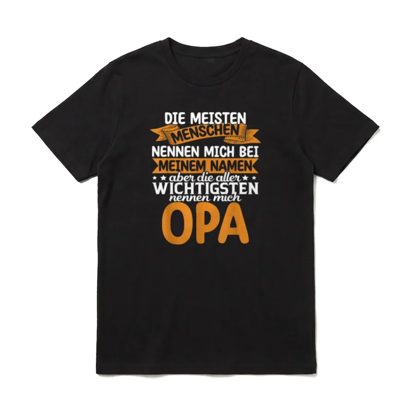 Wichtigsten Menschen Opa T-Shirt – Opa Spruch mit orangefarbenen Bändern und weißer Schrift – Klassisches T-Shirt in Schwarz