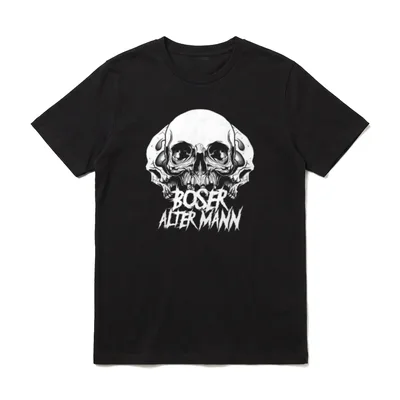 Böser Alter Mann Totenkopf T-Shirt – Totenkopf mit Schriftzug „Böser Alter Mann“ – Klassisches T-Shirt in Schwarz